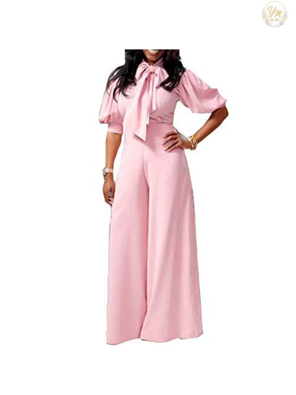 VERWIN Plain Dressy Full Length Bowknot Women's Jumpsuit High Waist Woman Romper